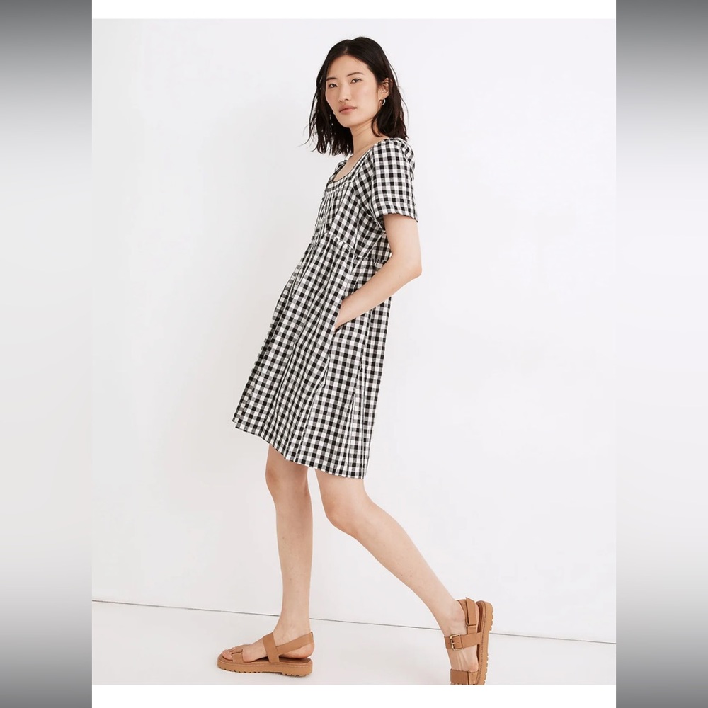 Madewell Linen-Blend Allie Mini Dress in Gingham Check - Picture 2 of 8